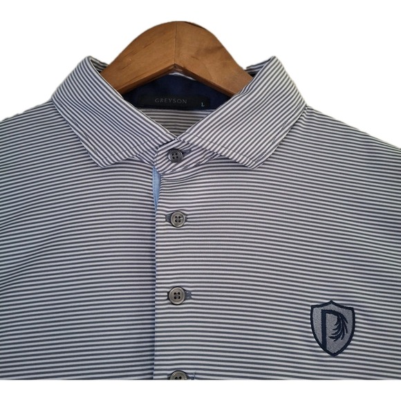 Greyson Other - Greyson Polo Shirt Men's L Gray Striped Parkland Golf & Country Club Performance